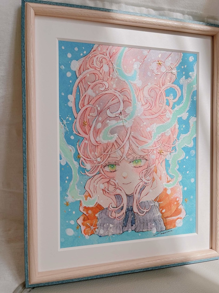 海雪ターコイズ【アナログ原画・額付き】