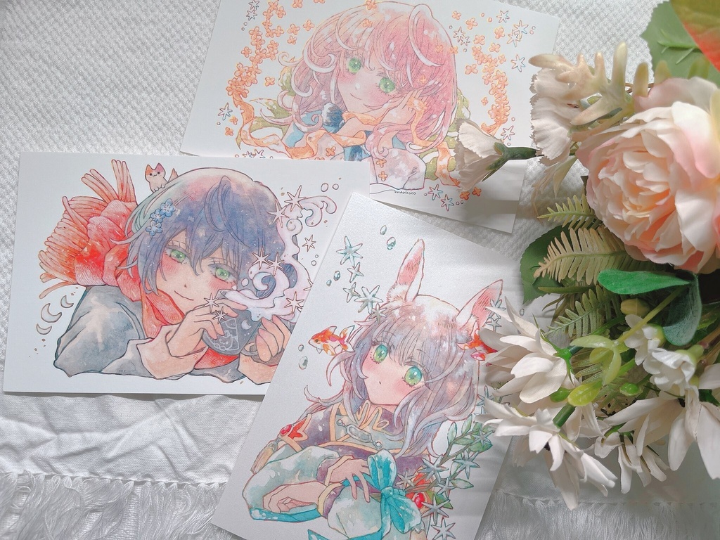 透明水彩 post card ３set