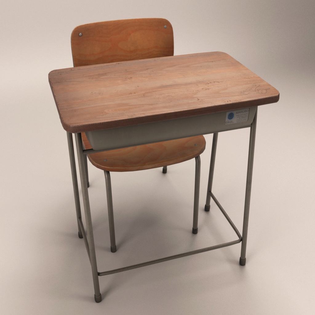 【3Dモデル】学校の机と椅子