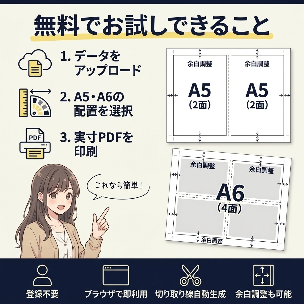 A4用紙に実寸で並べる印刷PDF作成ツール【無料お試し版】