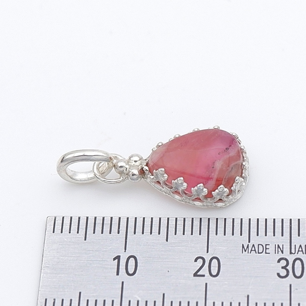 コバルトカルサイトの飾り枠ペンダント ~花露~ 天然石アクセサリー 一点物