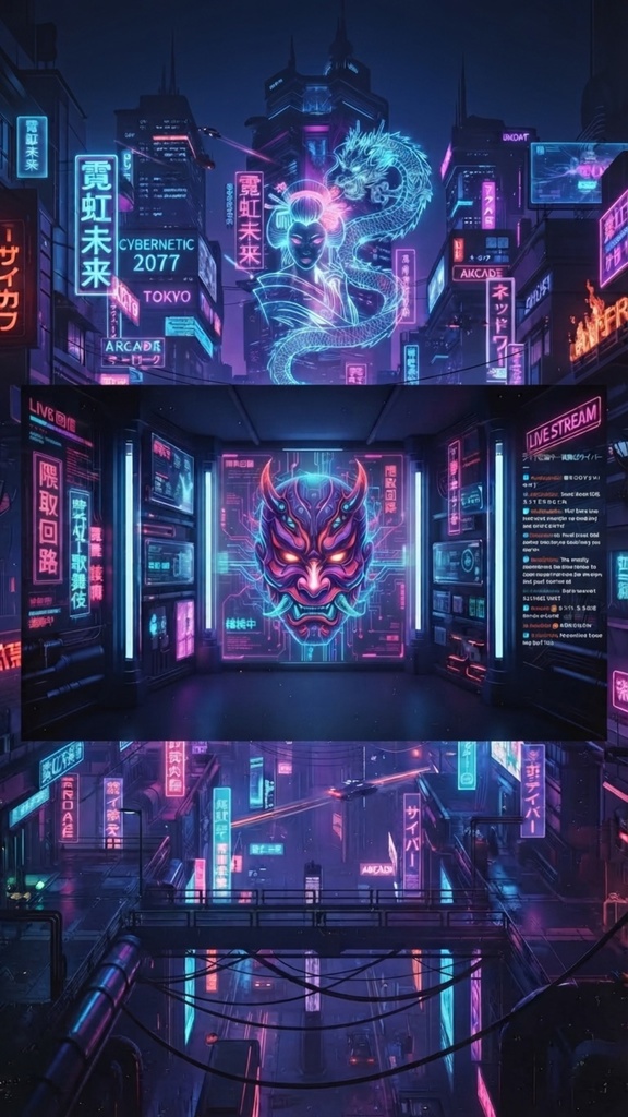 【縦型配信向け】高画質ライブ配信背景素材パック(全5種 / サイバー・宇宙・ラグジュアリー・和風・Y2K) YouTube Shorts・TikTok・配信アプリ対応