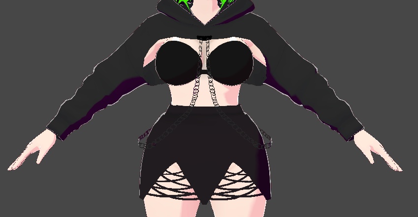 Goth chain crop hood & skirt