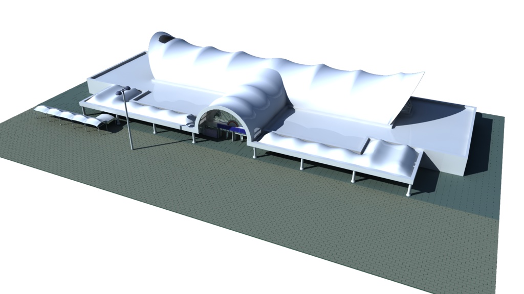 国際展示場っぽい駅外観 クリスタ用背景素材 それ以外にも