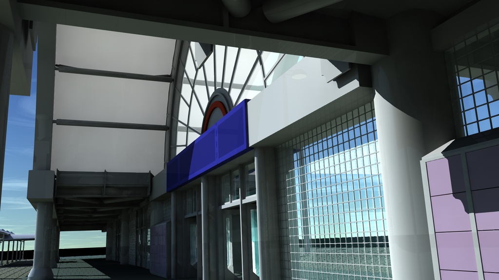 国際展示場っぽい駅外観 クリスタ用背景素材 それ以外にも