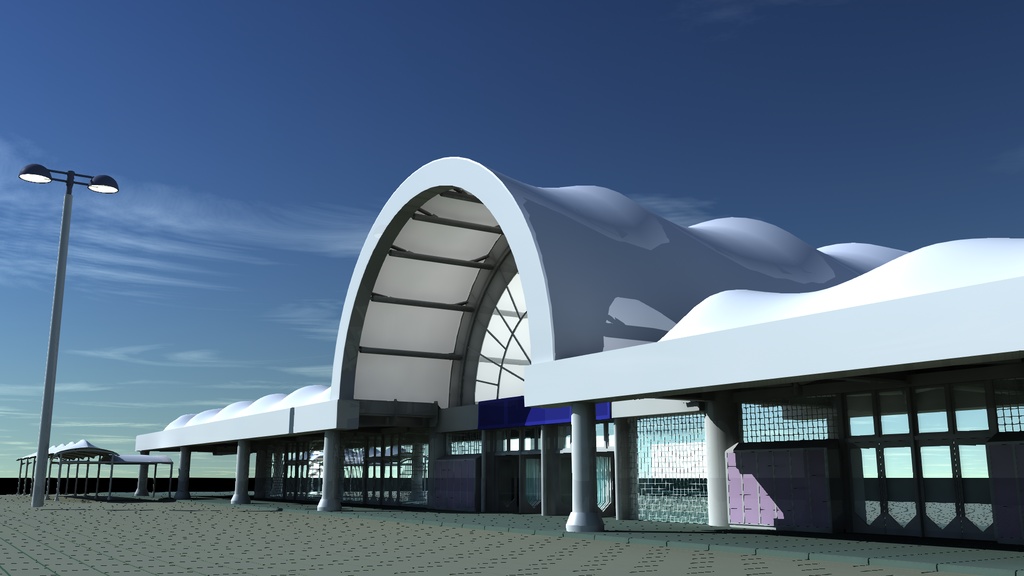 国際展示場っぽい駅外観 クリスタ用背景素材 それ以外にも