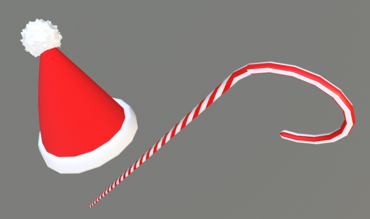 【初めての】サンタ帽&キャンディケーン【3Dアクセセット】