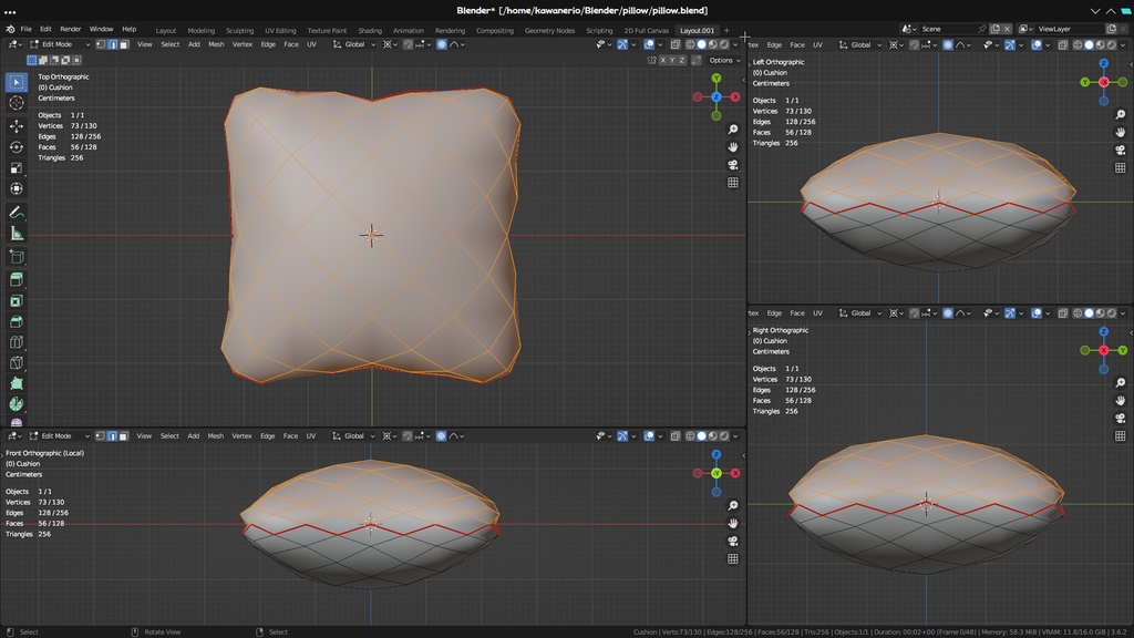 【ちょっぴり固目の】256クッション【3Dアクセ】