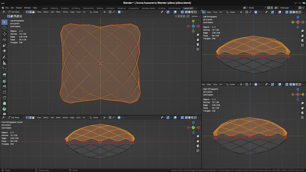 【ちょっぴり固目の】256クッション【3Dアクセ】