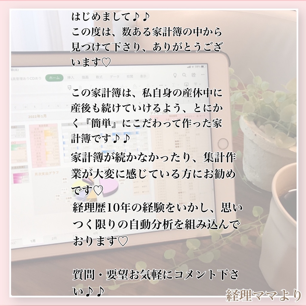 Excel家計簿♡パステルブルー - ⚪︎。経理ママの家計簿。⚪︎ - BOOTH