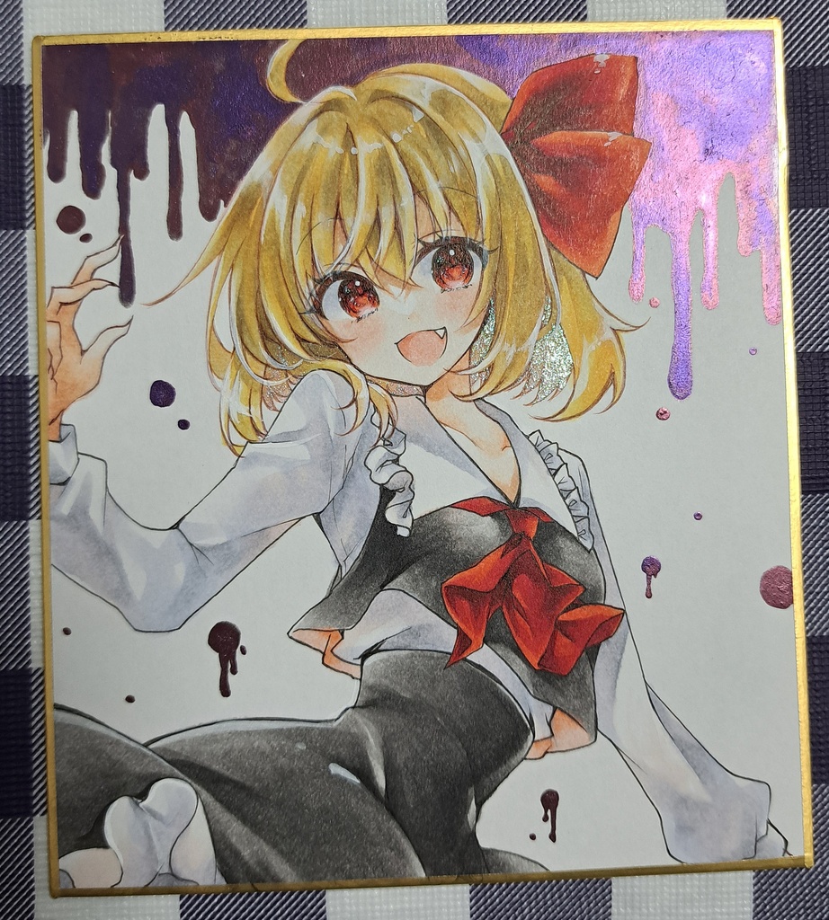 手描きイラスト*小色紙原画*東方Project*ルーミア