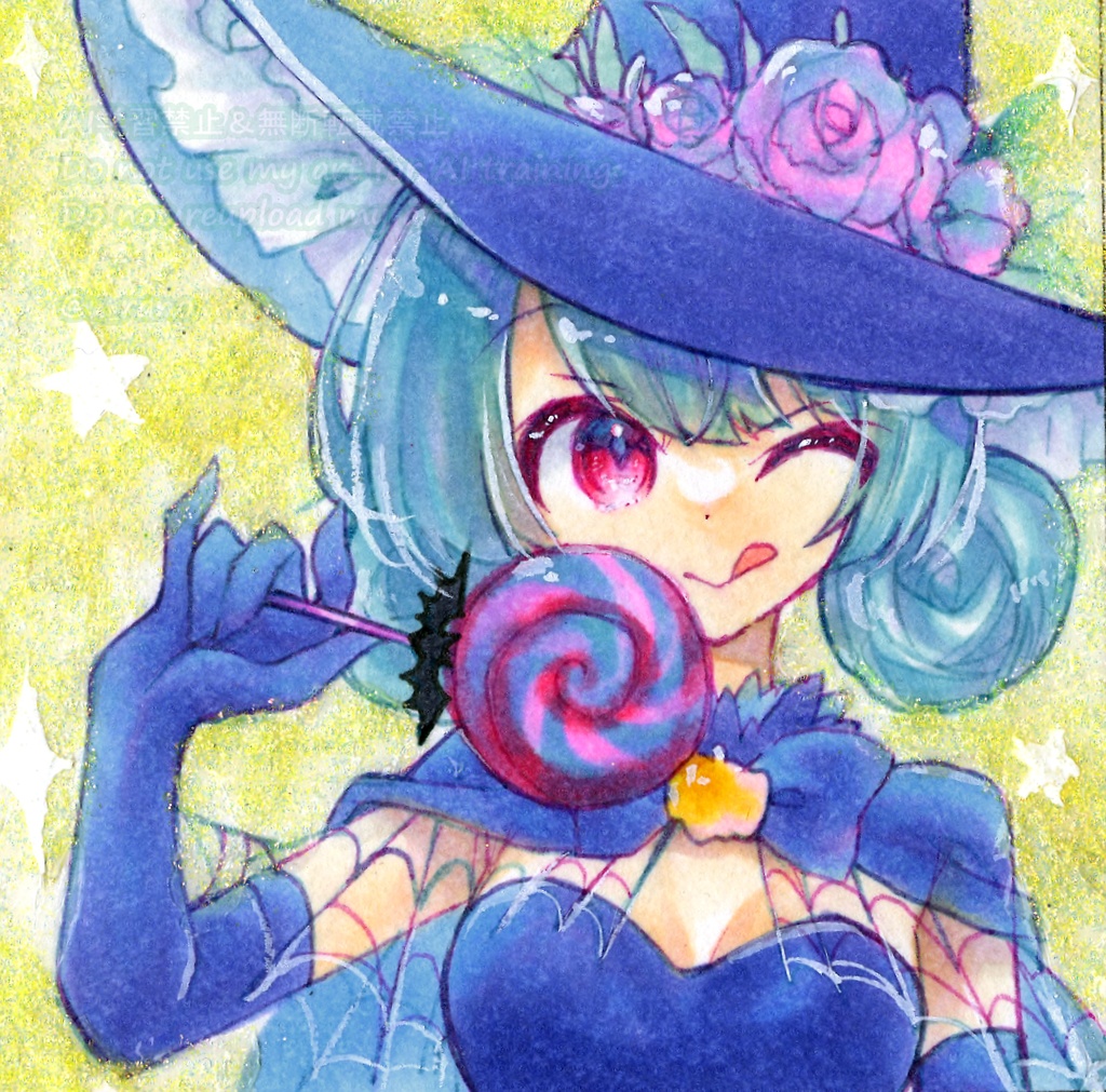 手描きイラスト＊原画＊オリジナル＊魔女っ子