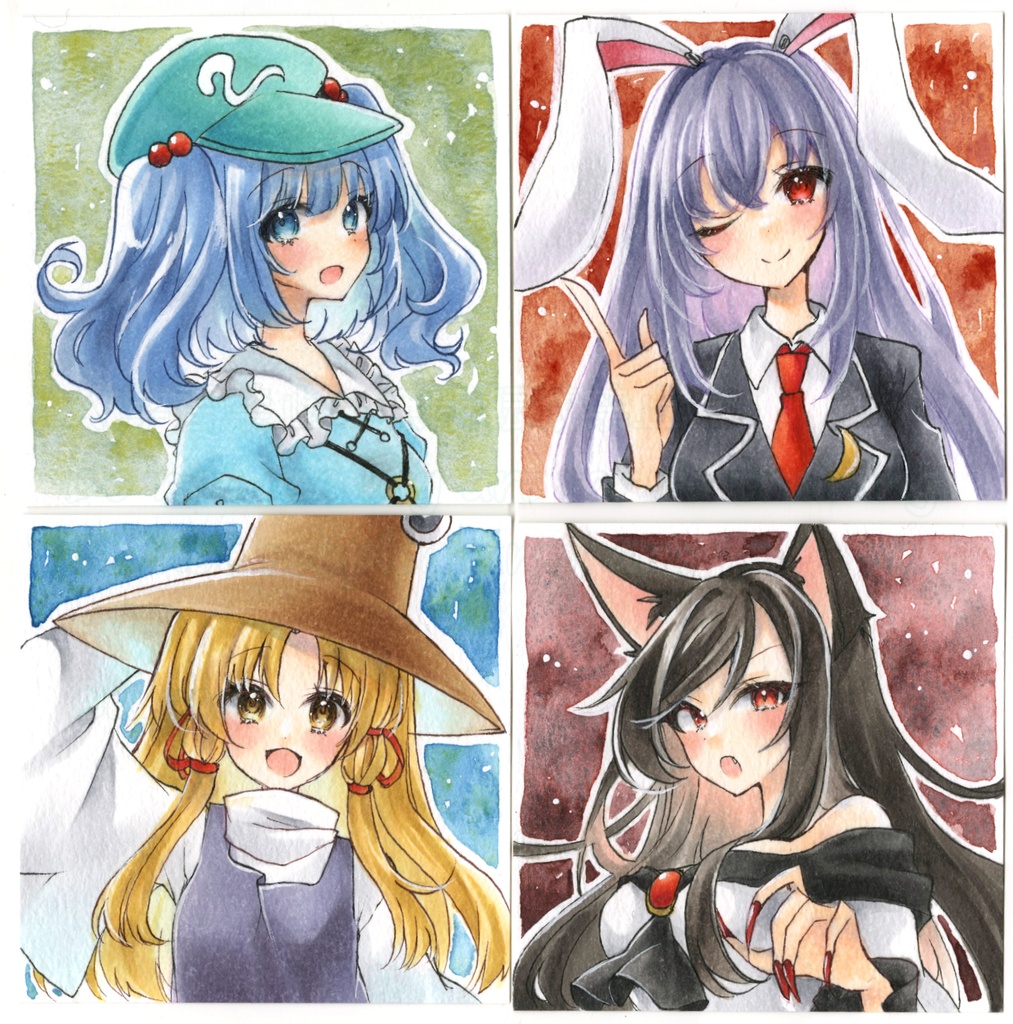 手描きイラスト＊原画＊東方project＊正方形水彩紙