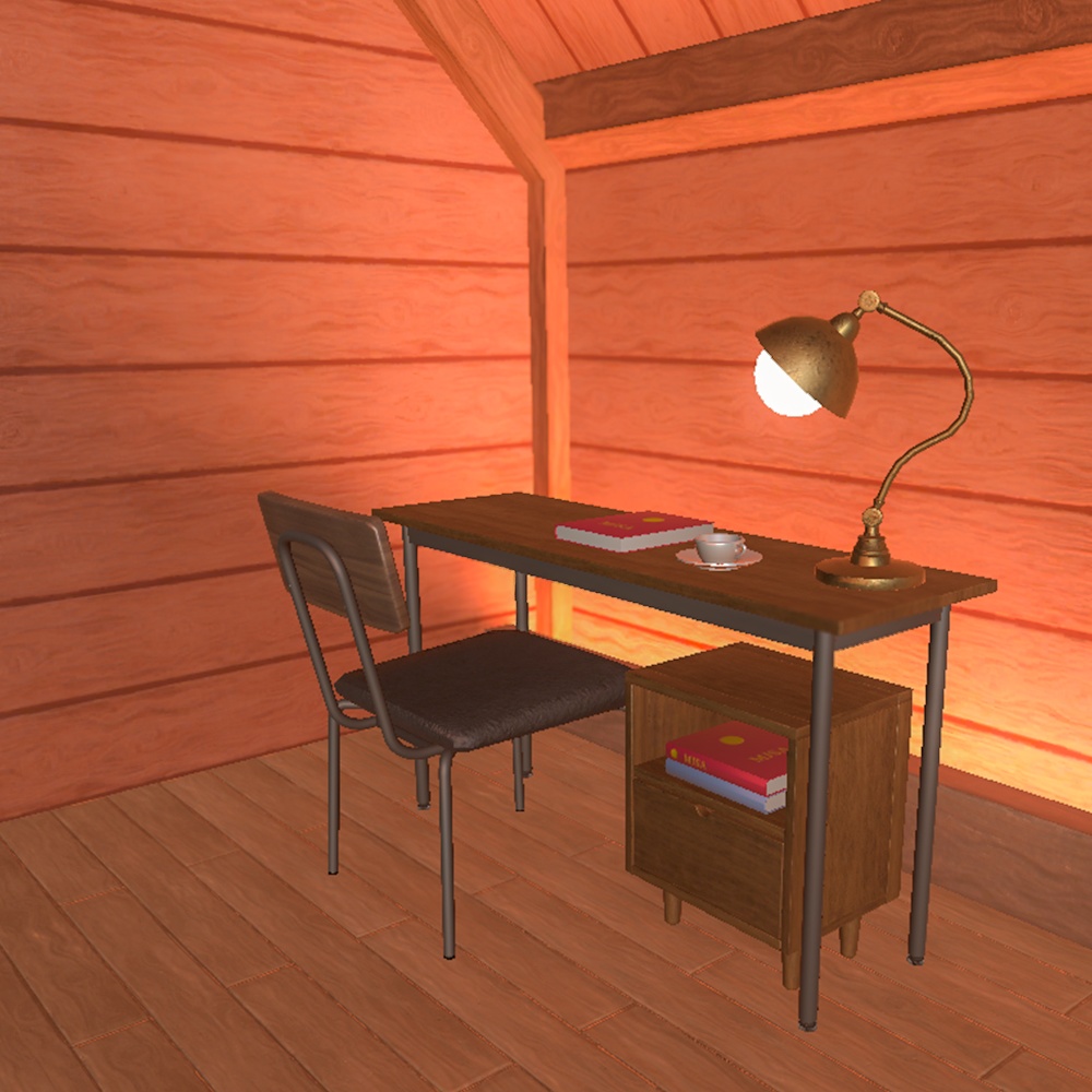 【VRChat向け】アンティーク テーブル&チェアセット(6点)