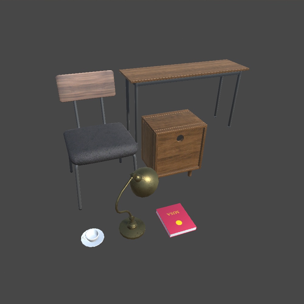 【VRChat向け】アンティーク テーブル&チェアセット(6点)