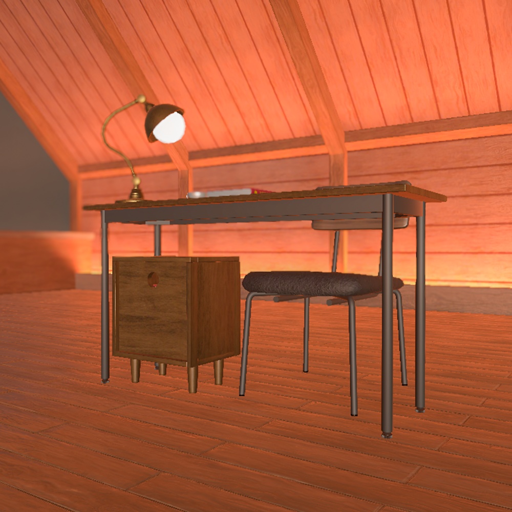 【VRChat向け】アンティーク テーブル&チェアセット(6点)