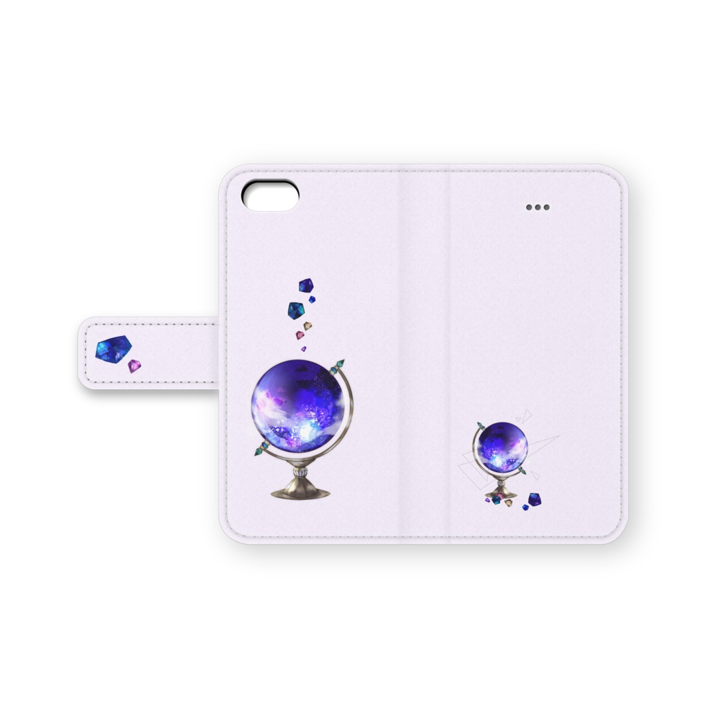 手帳型iPhoneケース　宝石と地球儀