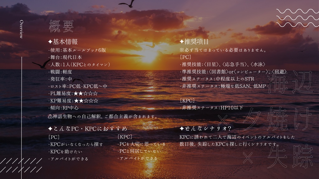 【CoC 6th】潮騒に黄昏【SPLL:E191715】