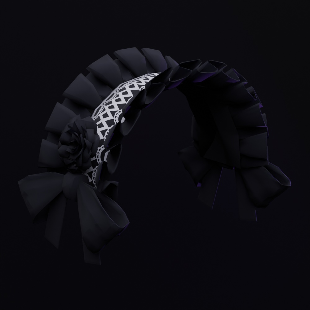 【VRChat想定】黒薔薇のヘッドドレス-Black rose headdress-