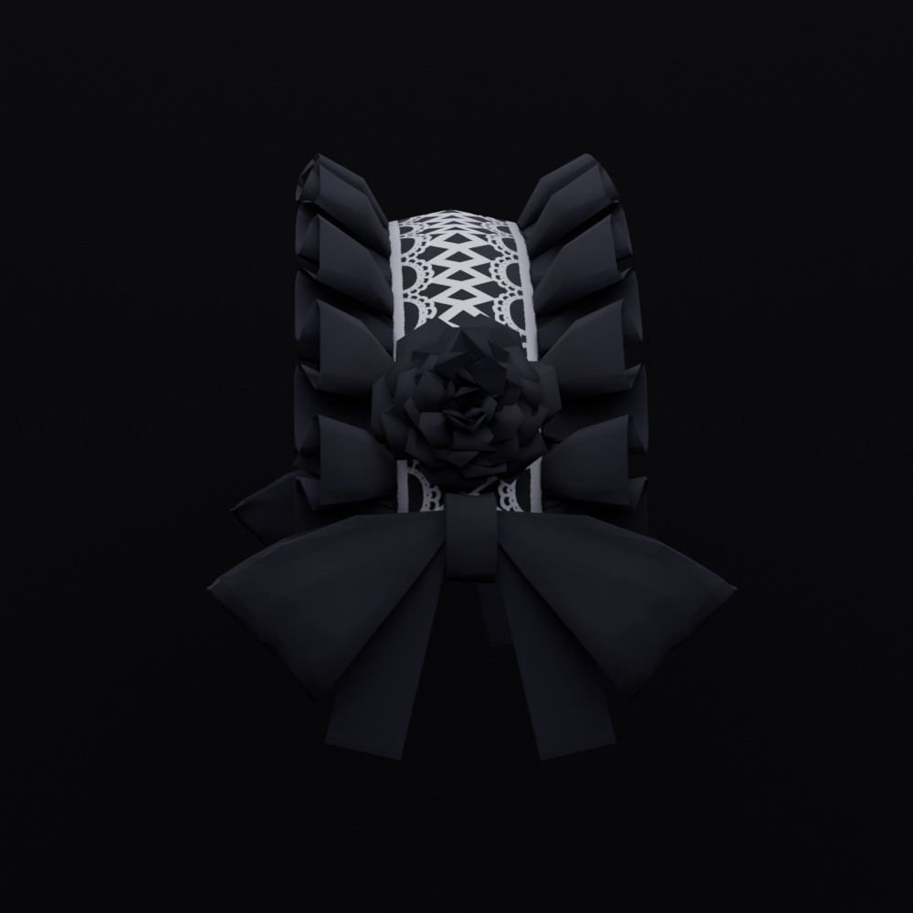 【VRChat想定】黒薔薇のヘッドドレス-Black rose headdress-
