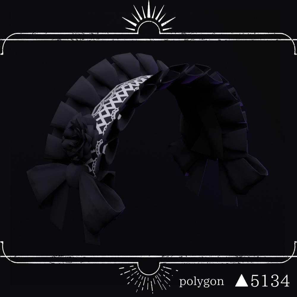 【VRChat想定】黒薔薇のヘッドドレス-Black rose headdress-