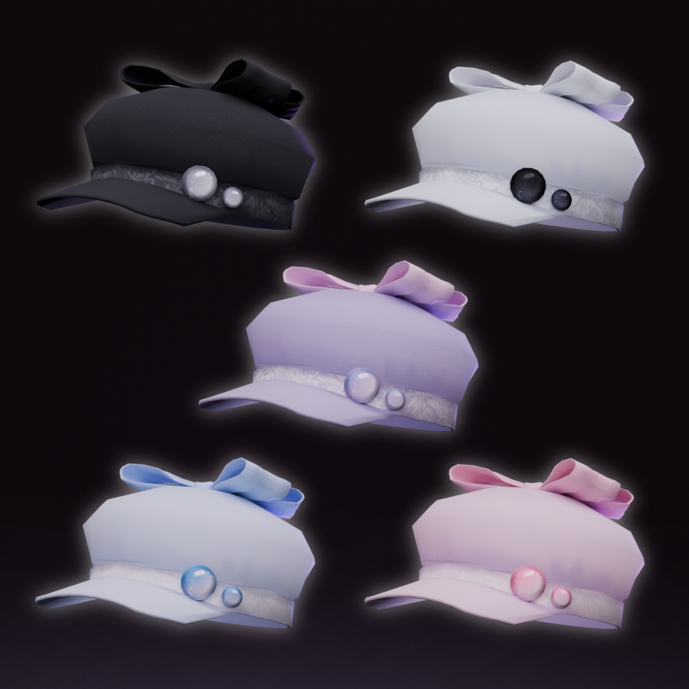 【VRChat想定】リボンキャスケット-Ribbon casket-【色違い5種セット】