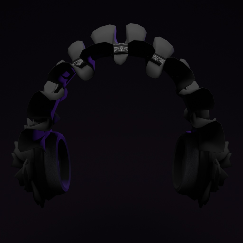 【VRChat想定】黒薔薇のフリルヘッドホン