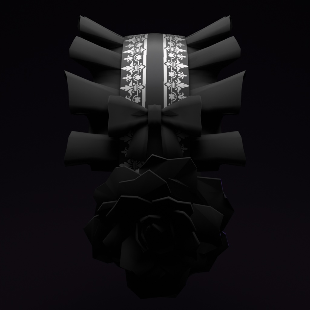 【VRChat想定】黒薔薇のフリルヘッドホン