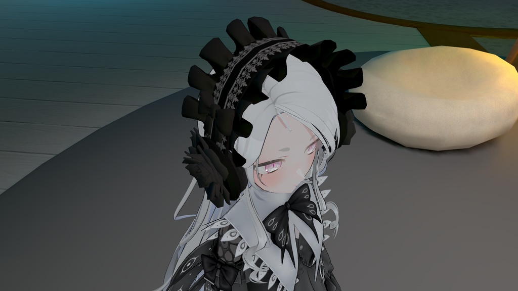 【VRChat想定】黒薔薇のフリルヘッドホン