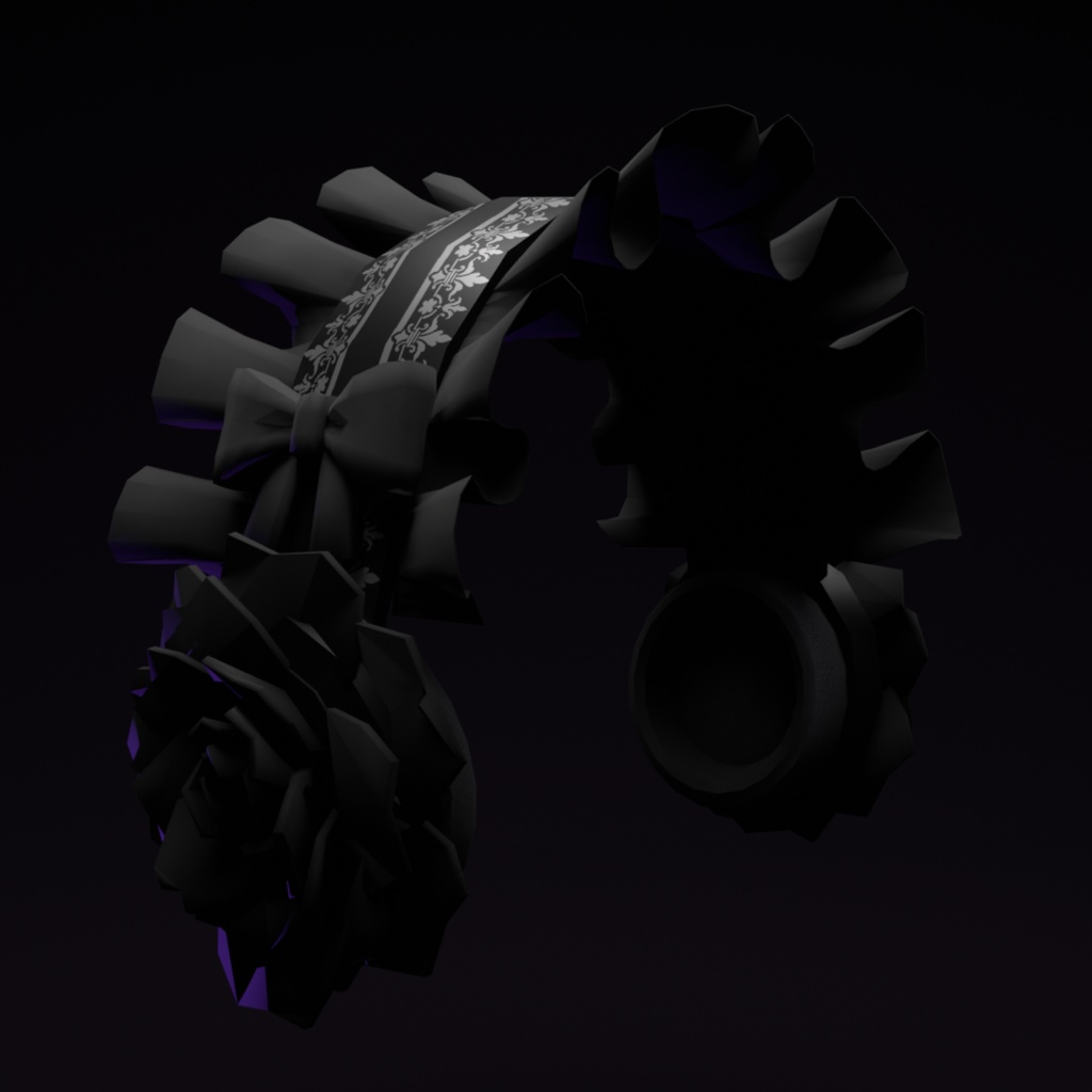 【VRChat想定】黒薔薇のフリルヘッドホン
