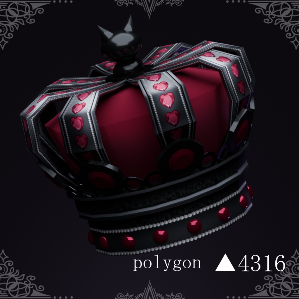【VRChat想定】黒猫の王冠-Black cat crown-