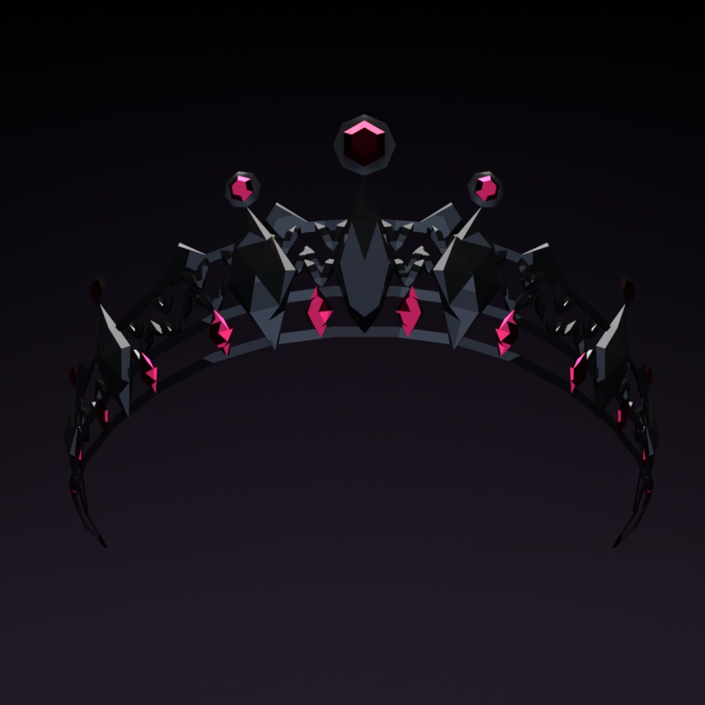 【VRChat想定】黒と赤のティアラ