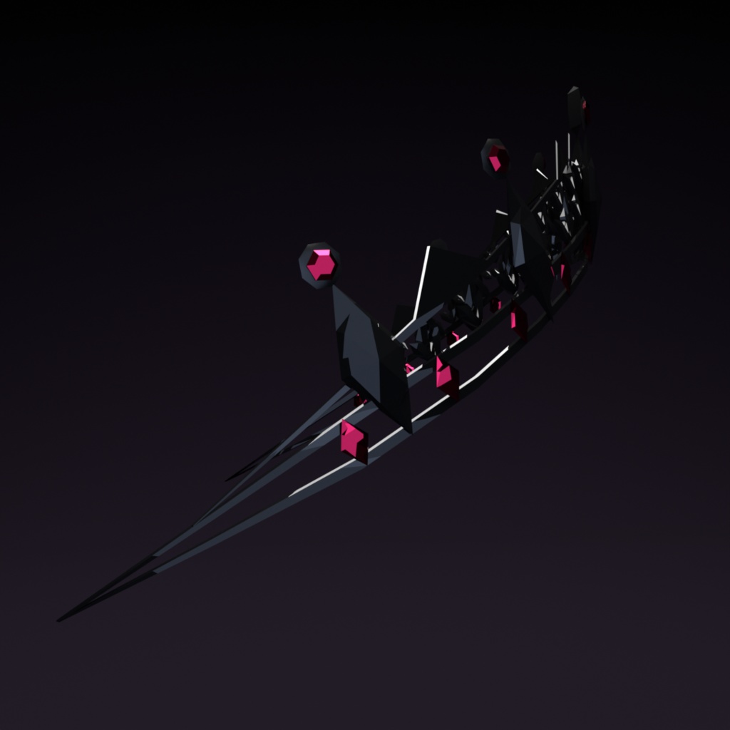 【VRChat想定】黒と赤のティアラ