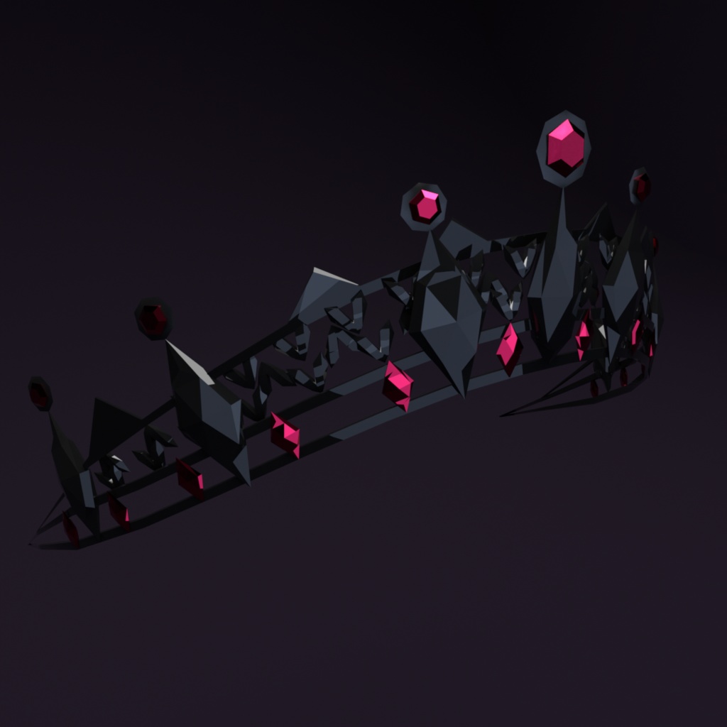 【VRChat想定】黒と赤のティアラ