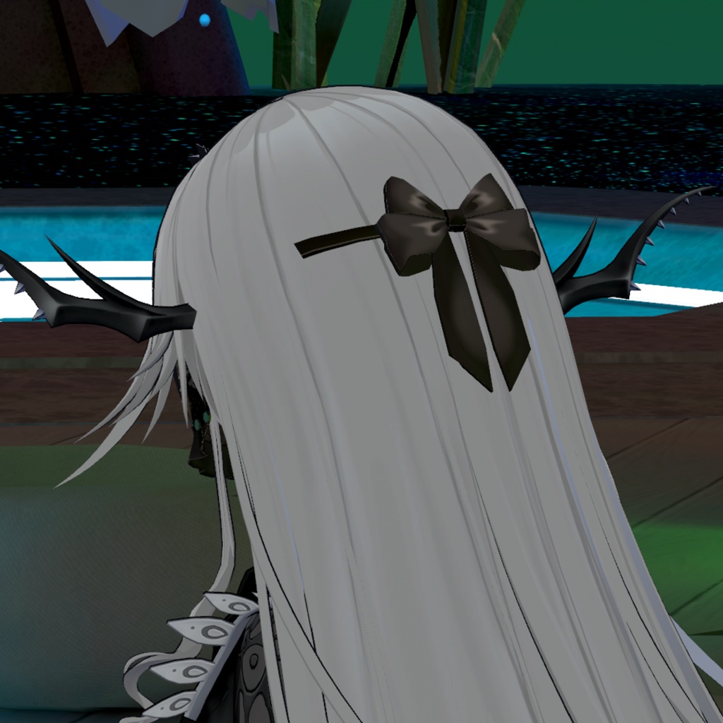 【VRChat想定】黒のベールアイマスク(調整用シェイプキー入り)-Black veil eye mask-