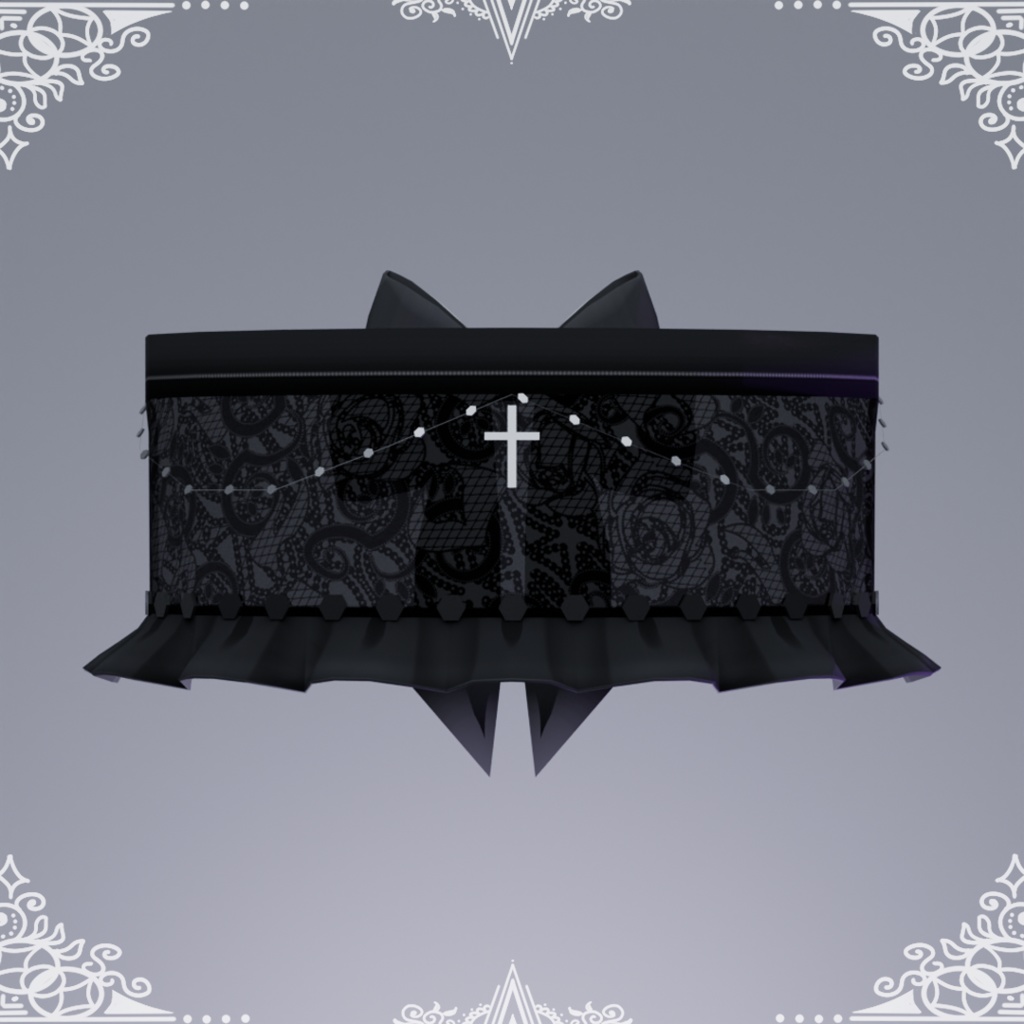 【VRChat想定】黒のベールアイマスク(調整用シェイプキー入り)-Black veil eye mask-