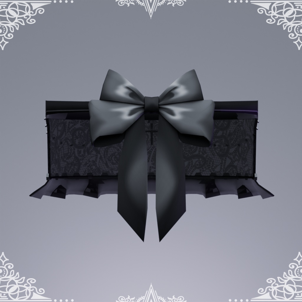 【VRChat想定】黒のベールアイマスク(調整用シェイプキー入り)-Black veil eye mask-