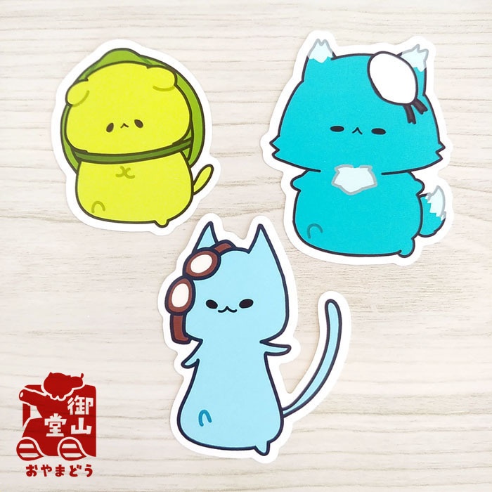 陸海空ねこ ぽてぽてステッカー りくお・うみすけ・そらた