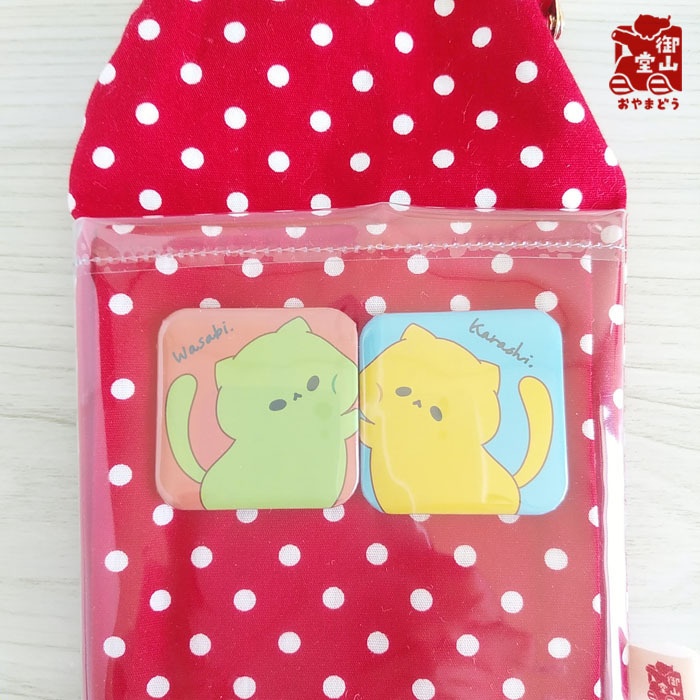 ペンケース わさびとからし かすたまいず!がま口ペンケースwith缶バッジ~わさびとからし・赤~