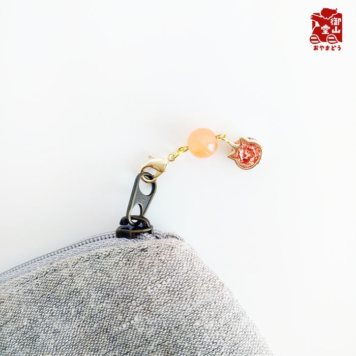 天然石付き わさからもみじファスナーチャーム もみじ