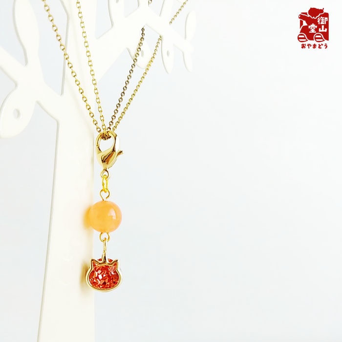 天然石付き わさからもみじファスナーチャーム もみじ