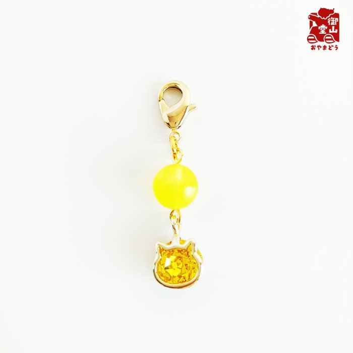 天然石付き わさからもみじファスナーチャーム からし