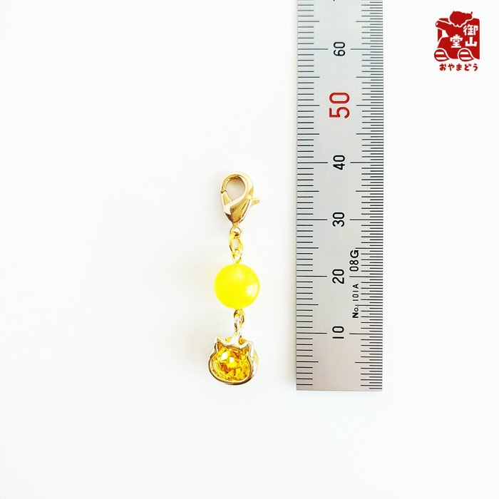 天然石付き わさからもみじファスナーチャーム からし