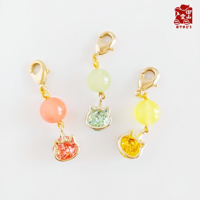 天然石付き わさからもみじファスナーチャーム わさび