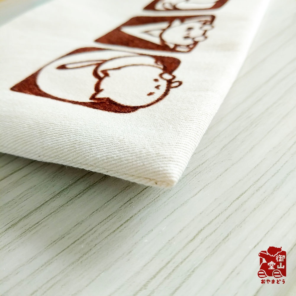 【マステ付き】猫ポーチ わさからもみじの手描きおしりポーチ もみじ色(赤) フラットタイプ