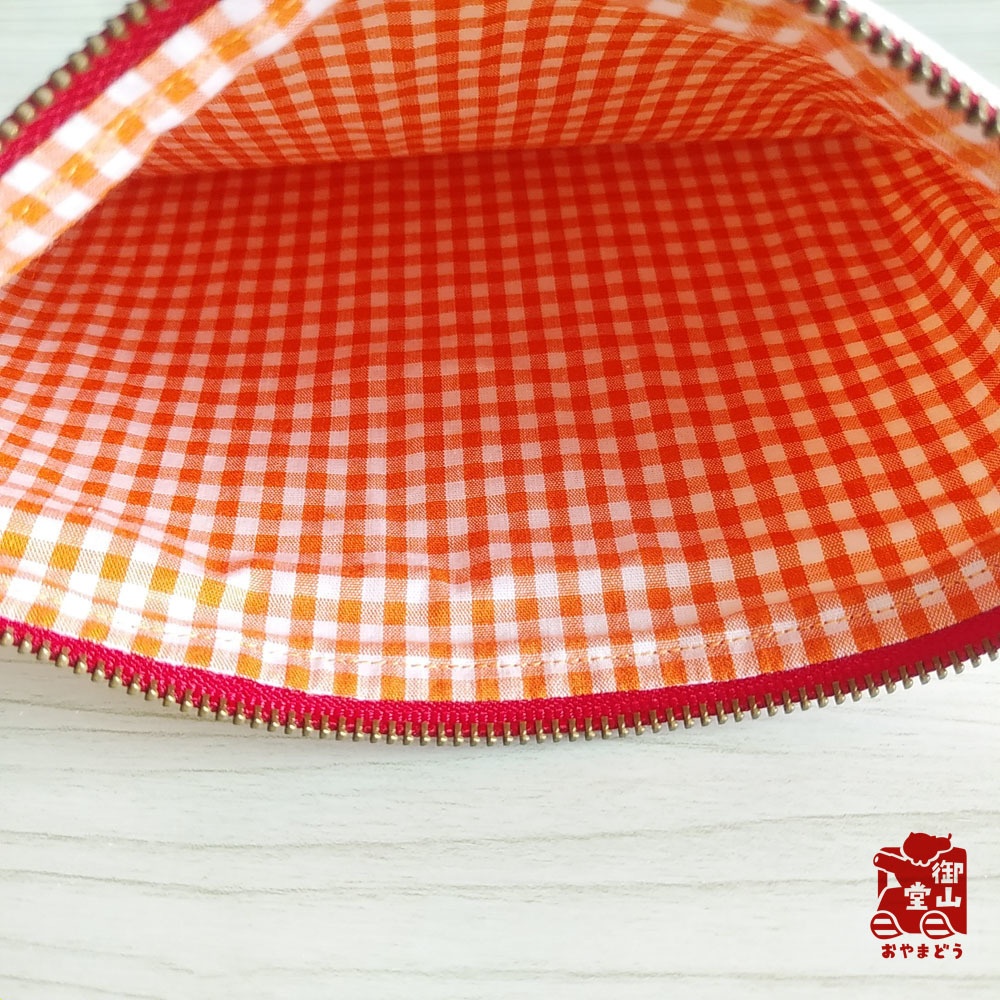 【マステ付き】猫ポーチ わさからもみじの手描きおしりポーチ もみじ色(赤) フラットタイプ