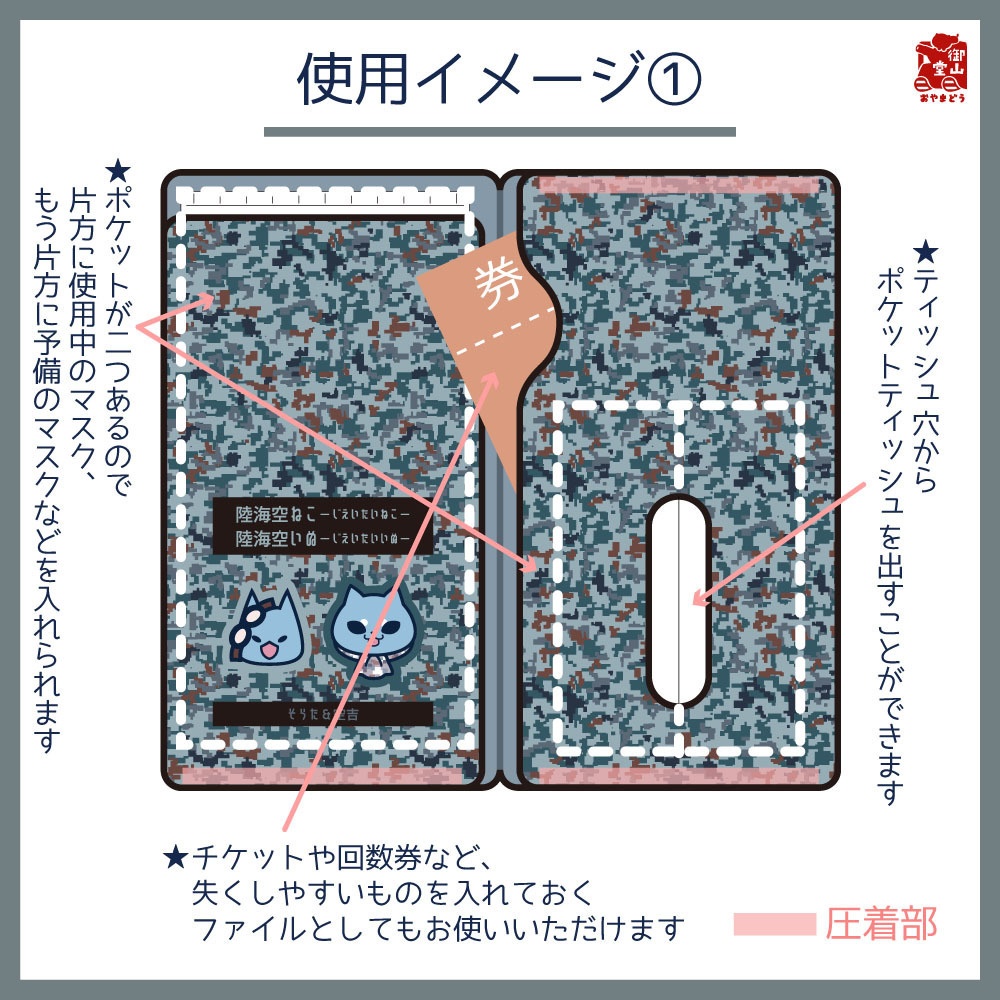 【数量限定】空自迷彩マスクケース 御山堂オリジナルマスクケース その10-2 航空自衛隊迷彩×そらた&空吉