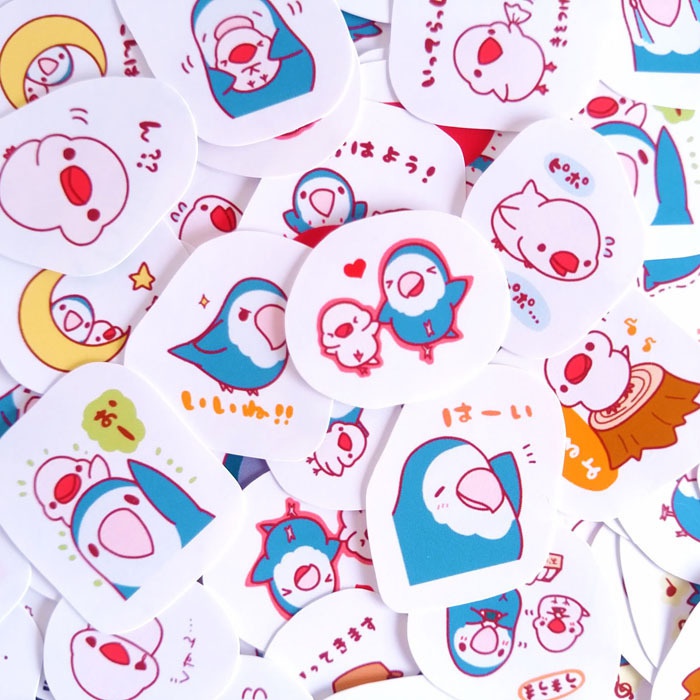 【おまけ付き】インコ・文鳥 LINEスタンプフレークシール