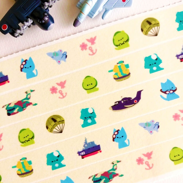 自衛隊猫マステ 陸海空ねこ×装備品マスキングテープ