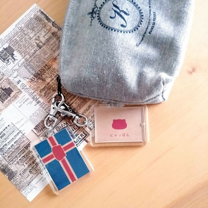 日本×猫キーホルダー にゃんこっきKHその1